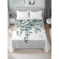 thumbnail image 4 of Green Eucalyptus Leaves Flat Sheets Only Queen Size, Soft Breathable Bed Top Sheets for Mattress, Summer Botanical Watercolor Luxury Bedding Flat Sheets for Home Hotel Bedroom Bed Protection, 4 of 9