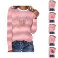 thumbnail image 1 of T-shirt à Manches Longues Rayé pour Femme Mardi Gras 2026, Col Rond, Carnaval, Blouse, 1 of 2