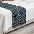 thumbnail image 2 of Antique Oriental Bed Runner, Continuous Folk Inspired Motifs Illustration, Decorative Accent Bedding Scarf for Hotels Homes and Guestrooms, Queen, Yellow Deep Sky Blue, by Ambesonne, 2 of 2