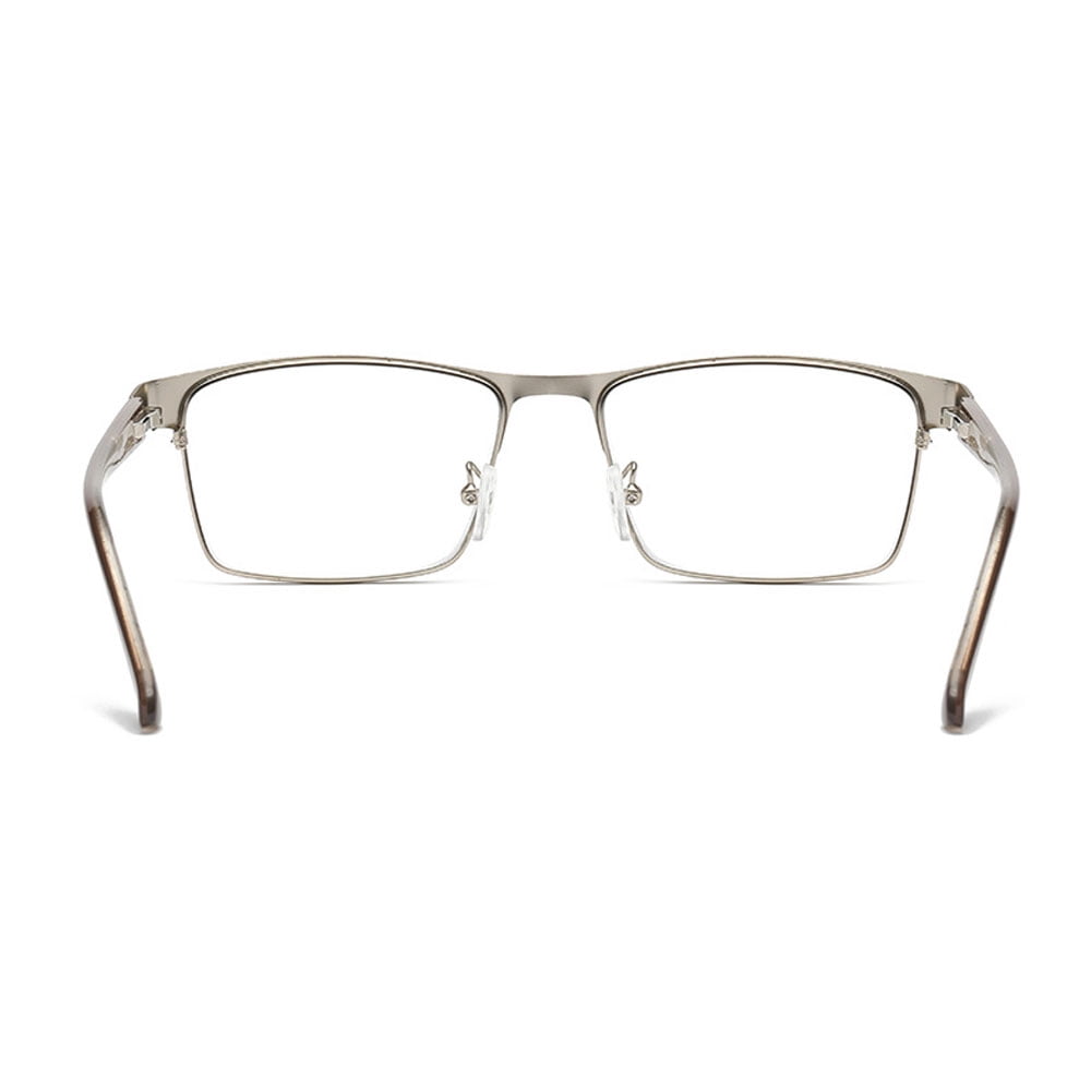 3 Pairs of Mens Blue Light Blocking Classic Reading Glasses 3.5 Rectangle Metal Silver Rimmed Spring Hinges Readers +3.5