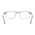 thumbnail image 4 of 3 Pairs of Mens Blue Light Blocking Classic Reading Glasses 2.5 Rectangle Metal Silver Rimmed Spring Hinges Readers +2.5, 4 of 7