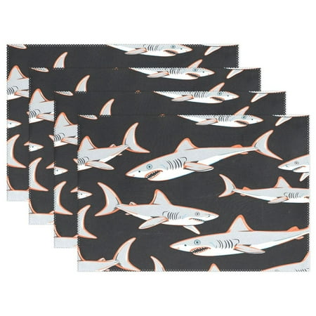 

Ryvnso Placemats Set of 4 Cool Sharks Print Dining Mats Heat-Resistant Non-Slip Washable Table Mat