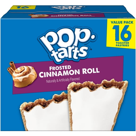 Pop-Tarts Frosted Cinnamon Roll Toaster Pastries, Breakfast Foods, Shelf-Stable, 27 oz (16 Count)