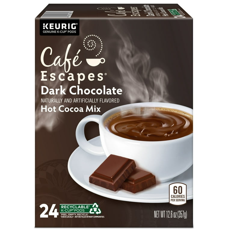 Cafe Escapes Dark Chocolate Hot Cocoa, K-Cups, 24 Count