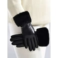 thumbnail image 2 of Deago 2 Pairs Womens Winter Leather Suede Gloves with Fur Cuffs Thermal Touchscreen Texting Warm Driving Gloves (Black), 2 of 9