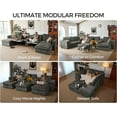 thumbnail image 4 of BEDEEP 174.4'' Modular Sectional Sofa with Console Charging Station, U Shaped Chenille Cloud Couch with Storage Ottoman, Convertible 6-Seat Deep Sofa with Chaise for Living Room, Grey, 4 of 9
