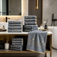 thumbnail image 2 of Btomtd Star Embroidered Bath Towels Set, Set of 8, 2 Bath Towels & 2 Hand Towels & 4 Square Towels, Soft & Absorbent, Gray, 2 of 6