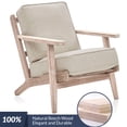 thumbnail image 6 of BELLEZE Maximus Accent Chair Wood Frame Linen Arm Chair, Beige, 6 of 7