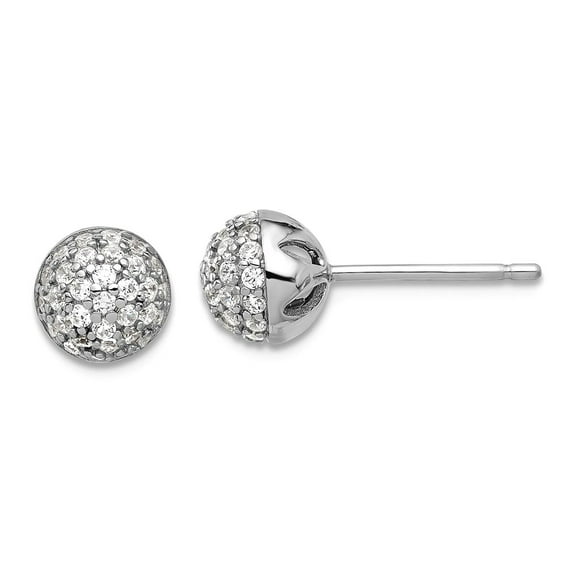 925 Sterling Silver Rhodium Plated Micro Pave Cubic Zirconia Ball Stud Earrings 6.8x6.8mm Wide Ball Earring for Women