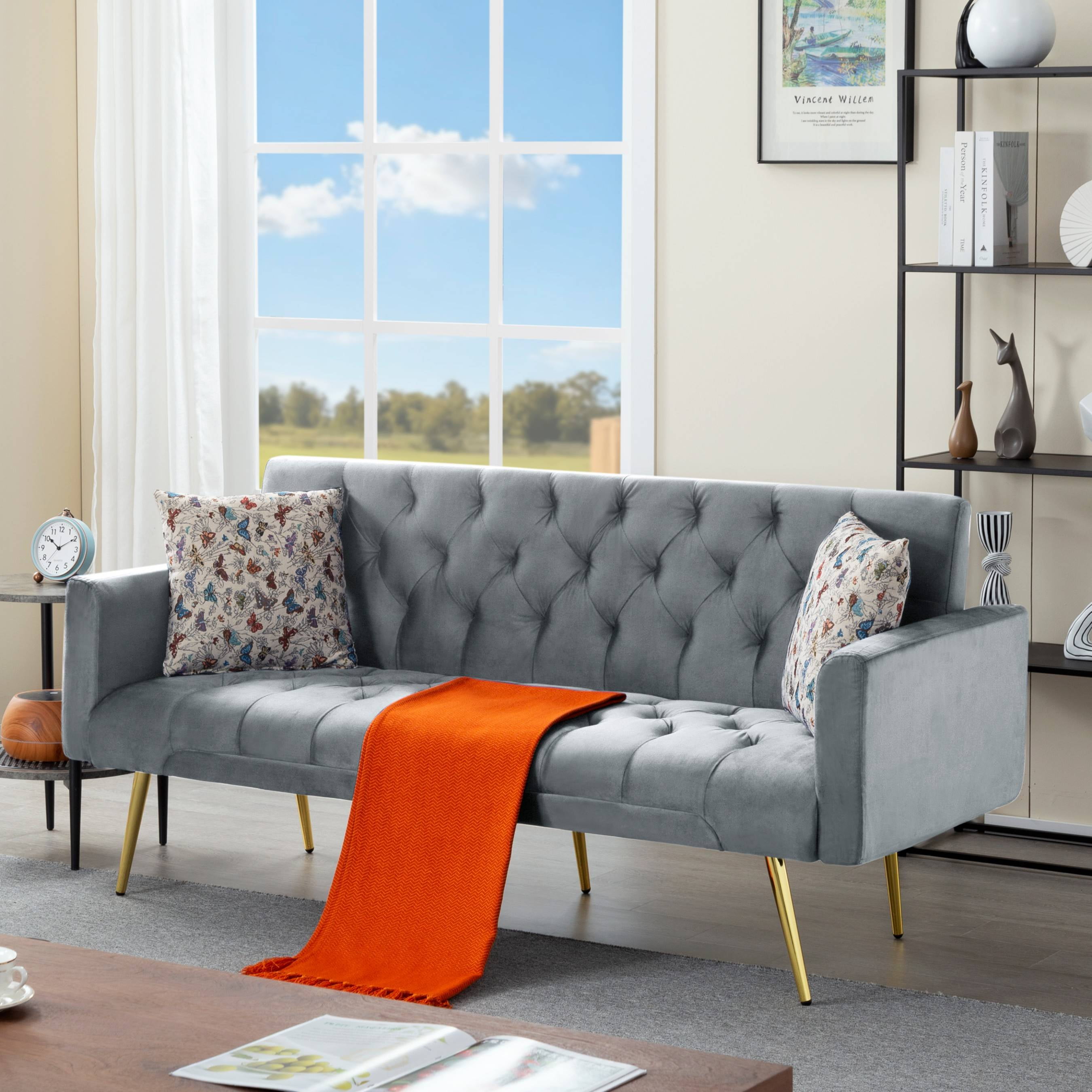 BSHTI 68 inch Modern Futon Sofa Bed, Modern Converted Sofa Bed Couch ,Functioning Futon Sleeper Sofa for Livingroom