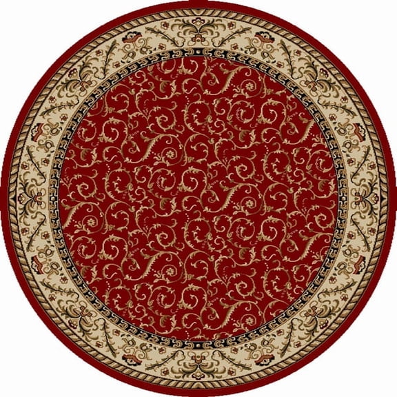 Radici Usa Como Area Rug 1599 Red Italian Bordered 8' x 8' Round