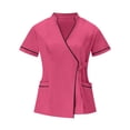 thumbnail image 1 of HongQid Haut de Sarrau pour Femmes, Faux Cache-Cœur avec Poches, Tissu Doux, Extensible 4 Directions et Durable, 1 of 6