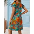 thumbnail image 5 of SHIBEVER Womens Dresses Summer Midi Short Sleeve Dresses for Women Floral Bohemian Maxi Casual V Neck Beach Dresses Flower Maxi Comfort Soft Dresses L, 5 of 9