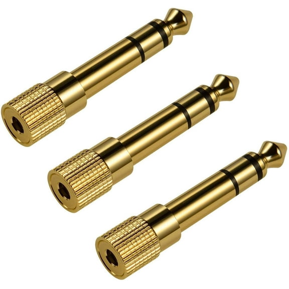 3 Packs Stereo Audio Adapter Converter, 6.35mm (1/4 inch) Male to 3.5mm (1/8 inch) Female Headphone Gold Plated Pure Copper Jack Plug for Guitar Headphones Amp