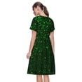 thumbnail image 2 of Bixox Robe d'Été à Manches Courtes pour Femmes Robe Ample Longueur Genou avec Poches-Vert Scintillant, 2 of 7