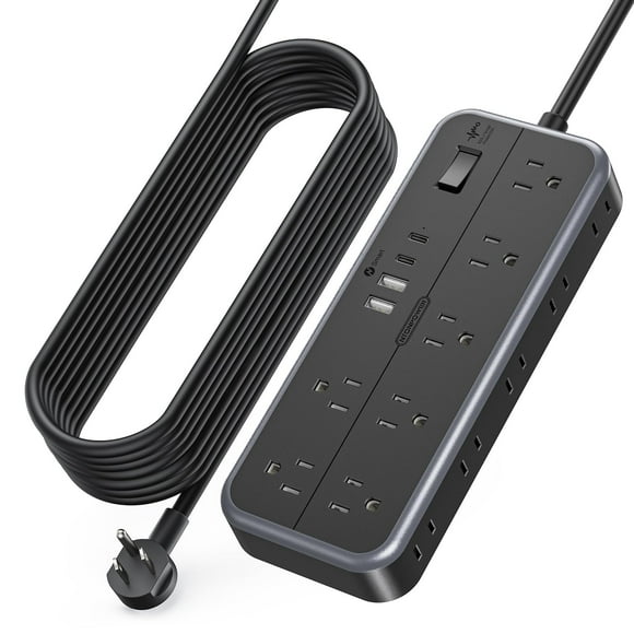 NTONPOWER Extension Cord 25 Ft with Multiple Outlets(14 Outlets & 4 USB), 1875W/2700J Power Strips with Surge Protection, 15A Long Extension Cord Surge Protector for Hom