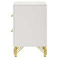 thumbnail image 4 of HomeStock Nightstand with 2 Drawers Hairpin Gold Legs Bar Handles White Finish English Dovetail 21.75 Inch x 16.25 Inch x 24.25 Inch Melamine Frame, 4 of 6