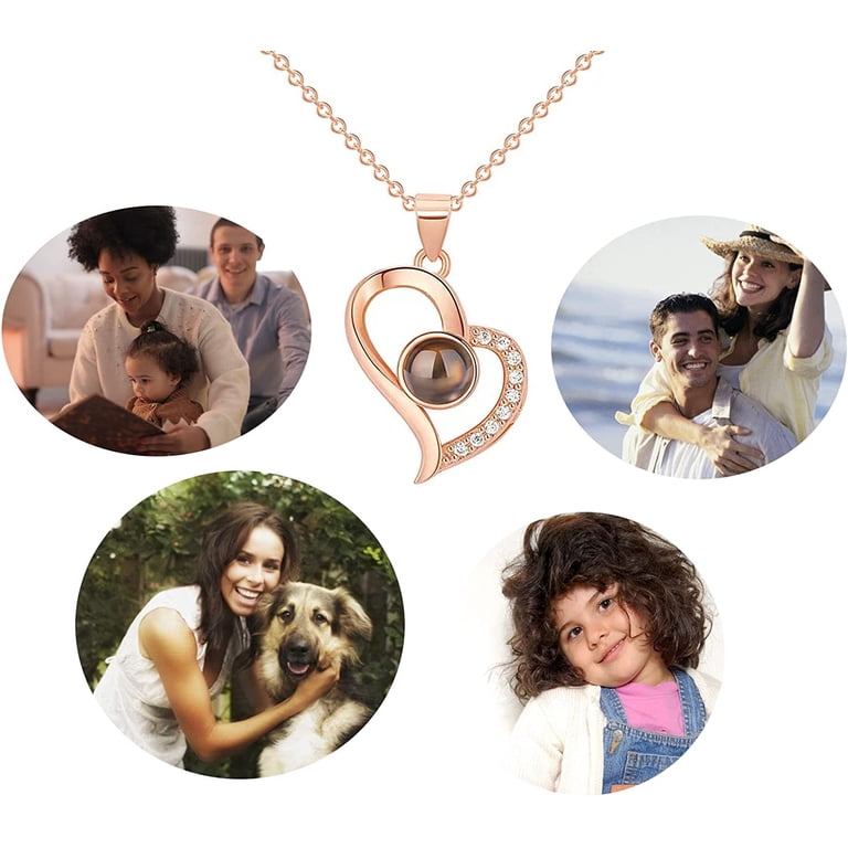 Personalized Picture Necklace - Crescent Moon Projection Pendant For Men & Women (Stainless Steel)