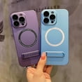 thumbnail image 2 of Compatible with iPhone 13 Pro Max Case 6.7" 2021, Hard PC with Handsfree Holder Stand Kickstand Built-in Camera Lens Protector Full Protection Phone Cover for Women Girls Boy Men, D-Purple, 2 of 15