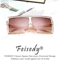 thumbnail image 2 of FEISEDY Women Square Oversized Sunglasses One Piece Fashion Female Big Large Frame UV400 B2539, 2 of 16