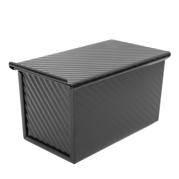 Loaf Pan with Lid Nonstick Bread Baking Pan, Carbon Steel Corrugated Toast Box, Black