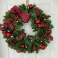 thumbnail image 2 of hirigin Christmas Plaid Bows Wreath Decorative Artificial Farmhouse Garland Ornament for Front Door Wall Indoors Outdoors, 2 of 8