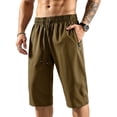 thumbnail image 3 of Men's Quick Dry Long Athletic Shorts Elastic Waist Drawstring with Zipper Pockets Breathable Gym Workout Running Summer Shorts 2026,2XL, 3 of 6