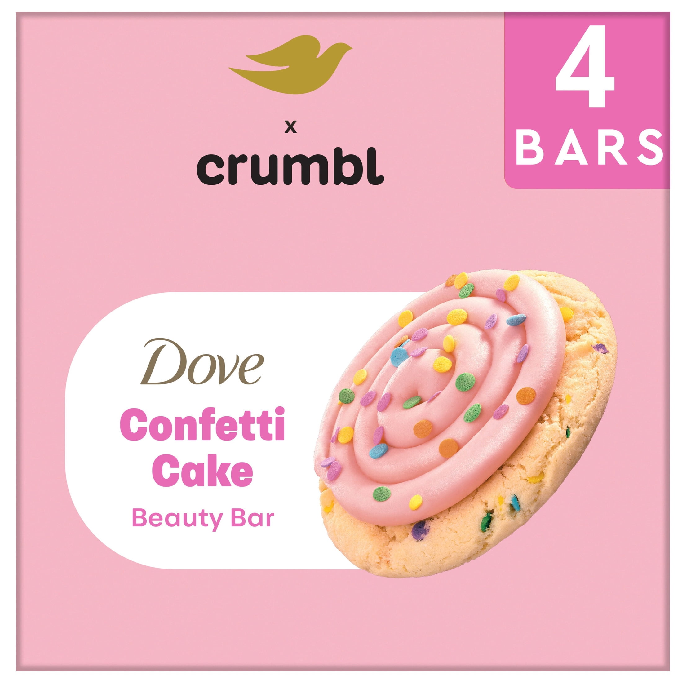 Dove & Crumbl Limited Edition Beauty Bar Confetti Cake 15 OZ 4 Bars