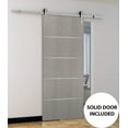 thumbnail image 5 of Sliding Barn Door with Stainless Steel 6.6ft Hardware | Planum 0020 Grey Oak | Rail Hangers Sturdy Silver Set | Modern Solid Panel Interior Doors-18" x 80"-Silver Rail, 5 of 6