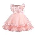 thumbnail image 2 of hengsof Solid Color Back Zipper Party Dress for Girls, Princess Style Formal Gown for Toddlers, Celebration Outfit for Events, 2 of 8