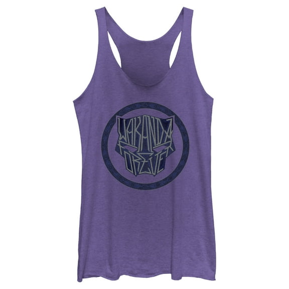 Women's Black Panther: Wakanda Forever Panther Logo  Racerback Tank Top Purple Heather Small