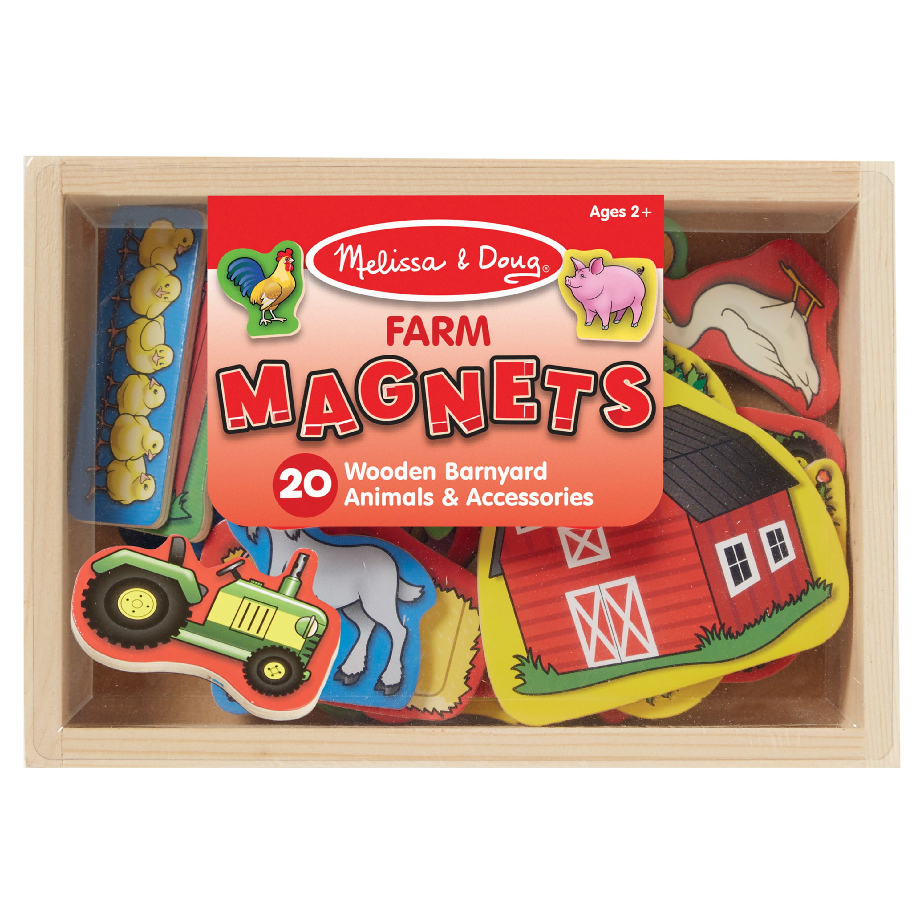 Melissa Doug 20 Wooden Farm Magnets in a Box Walmart
