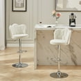 thumbnail image 2 of VECELO Bar Stools Set of 2, Modern Velvet Adjustable Barstools with Petal Backs and Footrest, Counter Height Swivel Stool Chairs for Home Bar/Kitchen/Dining Bar, White, 2 of 9