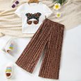 thumbnail image 2 of Glisme 2 Pcs Girls Outfit Two Piece Outfits Tops Short Sleeve T Shirt Figure Graphic Tee And Pants Sets Comfortable Clothing Set Size 2-3 Years Brown, 2 of 4