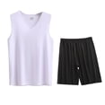 thumbnail image 1 of Conjunto Deportivo de los Hombres, Moda Casual de Color Sólido Cuello en V sin Mangas de Elasticidad Superior para el Desgaste Al Aire Libre, Traje Atlético de Humedad, 1 of 5