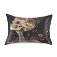 thumbnail image 7 of Yayeee Pillowcase Queen Size Set of 2 Satin Wrinkle Resistant Pillow Case, Skeleton with Flowers Pattern, 7 of 7