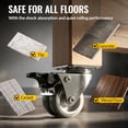 thumbnail image 2 of HOLKIE 2 inch Swivel Caster Wheels Set of 4 - Heavy Duty Casters for Furniture - No Noise TPR Wheels - Total Capacity 880lbs, 2 of 9