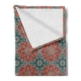 thumbnail image 2 of Mandala Soft Flannel Fleece Throw Blanket, Culture Inspired Middle Eastern Motifs Checkered Pattern, Cozy Plush for Indoor and Outdoor Use, 50" x 70", Dark Coral Slate Blue, by Ambesonne, 2 of 5