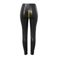 thumbnail image 5 of Hauaitttt Pants Leggings Stretch Waisted Womens High Leather Pleather Pants Zip Open Crotch Pants Leather Leggings for Women Latex Pants Quiet Clubbing Sparkly Leggings Riding Hood Leggings Leather, 5 of 5