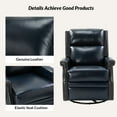 thumbnail image 2 of Genuine Leather Swivel Rocker Recliner Wingback Transitional Set of 2 Navy, 2 of 7