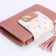 thumbnail image 5 of Cartera corta con borlas para mujer, bolso de mano de cuero PU, bolso de mano para mujer (rosa), 5 of 8