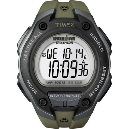 Timex Men's Ironman 30-Lap Oversize Watch, Green Resin Strap