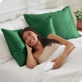 thumbnail image 5 of Bare Home Satin Pillowcase Set - Luxury Pillowcases - Soft and Smooth - Breathable - Zipper Closure - Standard, Forest Green, 5 of 8
