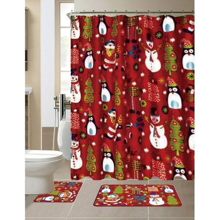 daniels bath 15 piece christmas shower curtain set christmas shower curtain sets