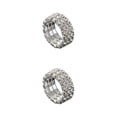 thumbnail image 2 of Maytalsory Bague en Cristal Extensible de Luxe Unique pour Déclaration d'Amour Bague Incrustée à la Mode Argent 3 Rangées 2Ensemble, 2 of 6
