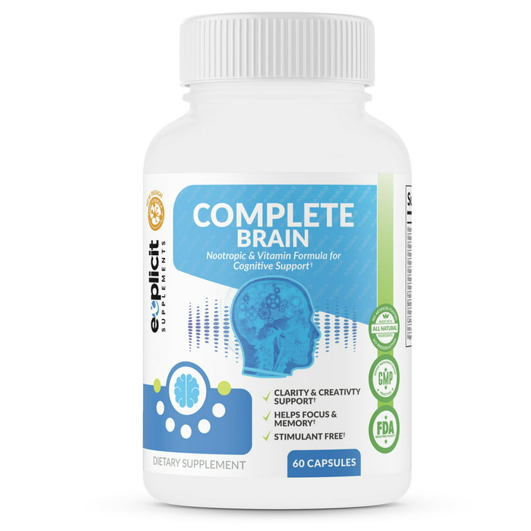 Nootropics Brain Support Supplement Anxiety Relief Items Wellness Formula  60ct