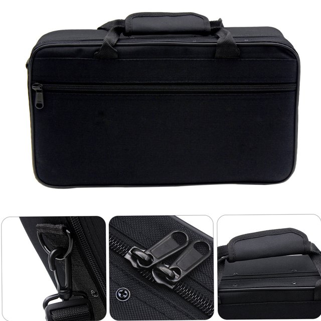 Étui à Clarinette Noir Sac à Dos Boîte Résistante à l'Eau Rembourrage en Mousse 600D avec Bandoulière Réglable