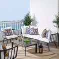thumbnail image 2 of Lounge Sectional Sofa Chair Set, Aluminum, Metal, Steel, Grey Gray White, Modern Contemporary Urban Design, Outdoor Patio Balcony Cafe Bistro Garden Furniture Hotel Hospitality, 2 of 10