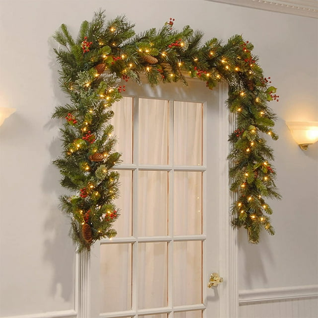 Guirnalda Navideña De Ratán De 2,7 M Con 50 Luces LED, Guirnaldas Navideñas Artificiales, Decoraciones Para árbol De Navidad, Chimeneas, Escaleras, Puerta, Jardín, Patio ANGGREK Descripción de la referencia