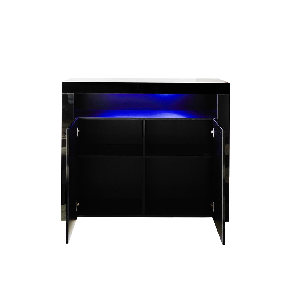 Kadyn Floor Storage Cabinet for Hallway, High Gloss Buffet Storage Cabinet with LED Light, Storage Sideboard Buffet Cabinet with 2 Doors, Black Kadyn Floor Storage Cabinet for Hallway, High Gloss Buffet Storage Cabinet with LED Light, Storage Sideboard Buffet Cabinet with 2 Doors, Black